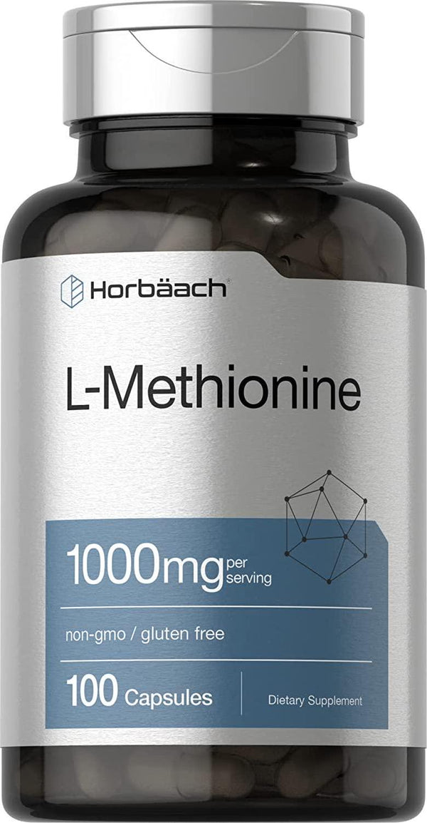 Horbaach L Methionine 1000 mg | 100 Capsules | Non-GMO, Gluten Free | Free Form Supplement