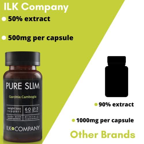 ILK Company - Pure Slim Garcinia Cambogia Weight Loss Pills with Belly Fat Burner - Best Diet Pills for Weight Loss Women and Men - Made in USA