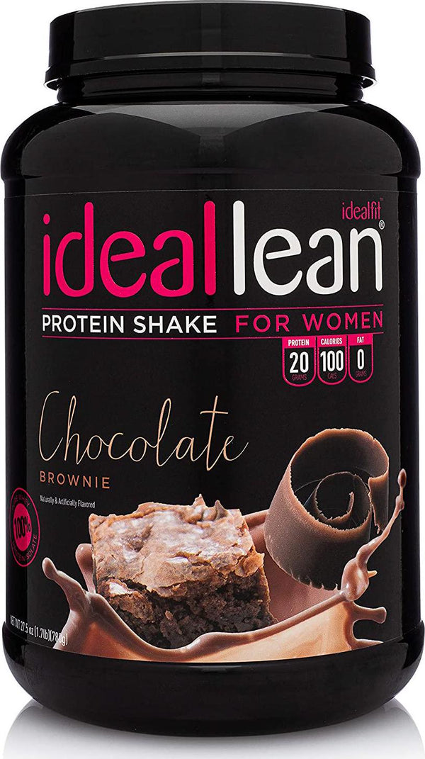 IdealLean - Nutritional Protein Powder for Women | 20g Whey Protein Isolate | Supports Weight Loss | Healthy Low Carb Shakes with Folic Acid and Vitamin D | 30 Servings (Chocolate Brownie)