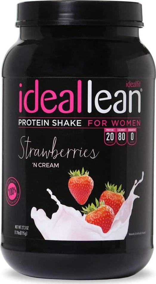 IdealLean - Nutritional Protein Powder For Women | 20g Whey Protein Isolate | Supports Weight Loss | Healthy Low Carb Shakes with Folic Acid and Vitamin D | 30 Servings (Strawberries N' Cream)