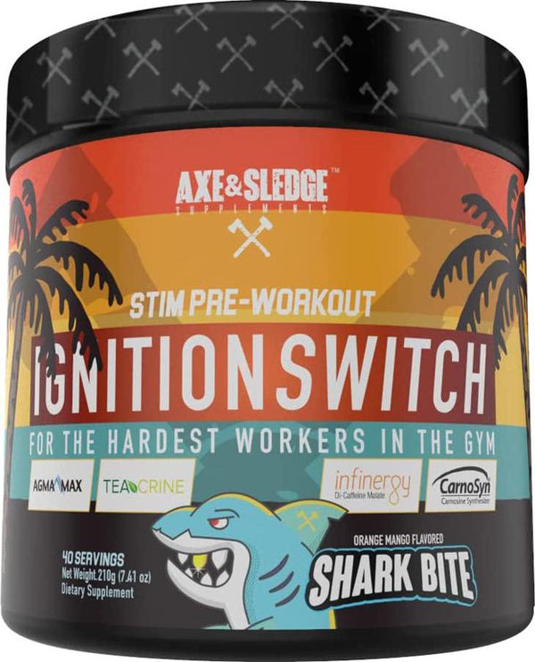 Ignition Switch Pre-Workout with CarnoSyn, TeaCrine, Infinergy, and AgmaMax, Long Lasting Energy, Laser Focus, Increased Pumps, Enhanced Performance, 40 Servings, Shark Bite