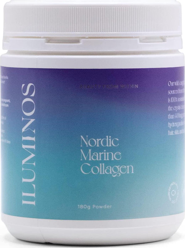 Iluminos Nordic Marine Collagen - Collagen Peptide Powder Supplement - Marine Collagen Powder for Skin, Hair and Nails - Dairy, Gluten and Soy-Free, Non-GMO - Collagen Supplements for Women (180g)