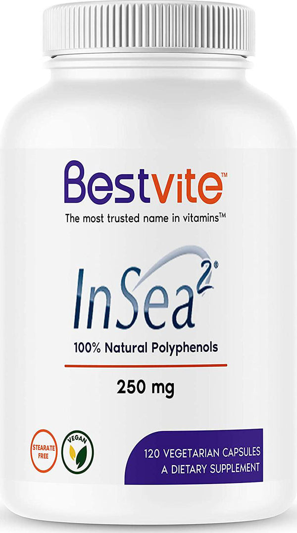 InSea2 250mg (120 Vegetarian Capsules) - Clinically Researched Ingredient - No Stearates - Vegan - Non GMO - Gluten Free