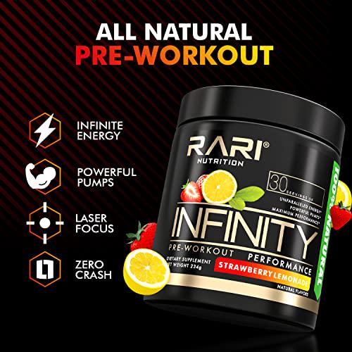 Infinity Preworkout Powder (Strawberry Lemonade) + Shaker Bottle