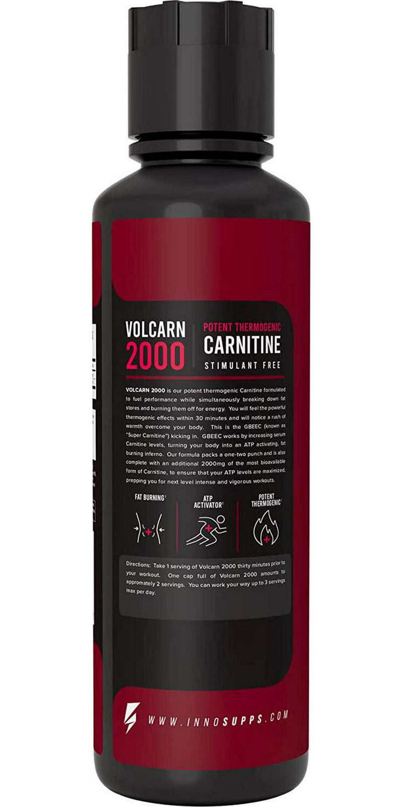 InnoSupps Volcarn 2000 - Liquid L-Carnitine, Boost Energy, Caffeine Free, No Artificial Sweeteners, 32 Servings (Pink Starblast)