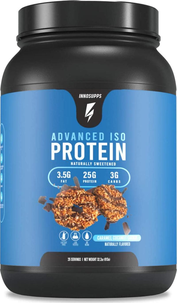 Inno Supps Advanced Iso Protein - 100% Whey Isolate Protein Powder, No Artificial Sweeteners, Low Fat, Low Carbs, 25g of Protein, Hormone Free, Gluten Free, Soy Free - 25 Servings (Samoa Cookie)