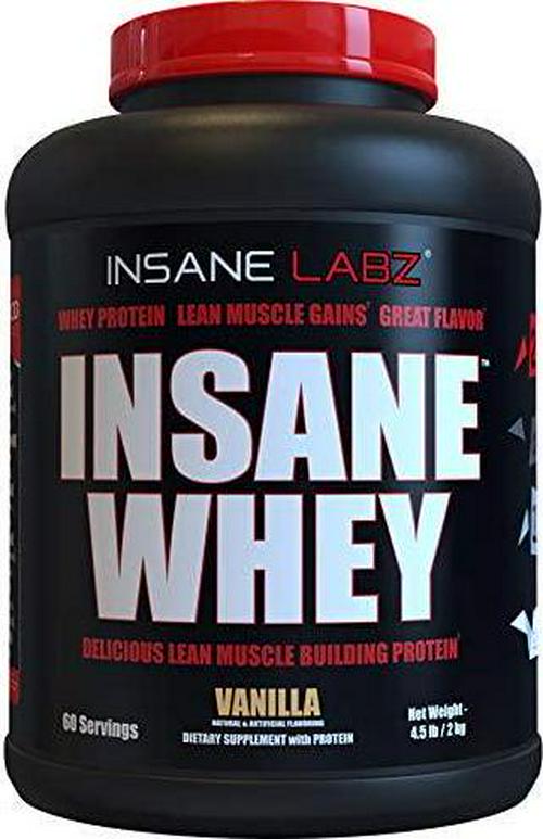 Insane Labz Insane Whey,100% Muscle Building Whey Isolate Protein, Post Workout, BCAA Amino Profile, Mass Gainer, Meal Replacement, 5lbs, 60 Srvgs, (Vanilla)