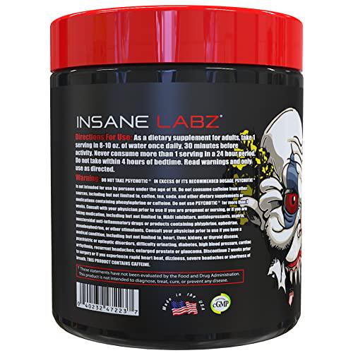 Insane Labz Psychotic, High Stimulant Pre Workout Powder, Extreme Lasting Energy, Focus and Endurance with Beta Alanine, Creatine Monohydrate DMAE, 35 Srvgs (Watermelon)