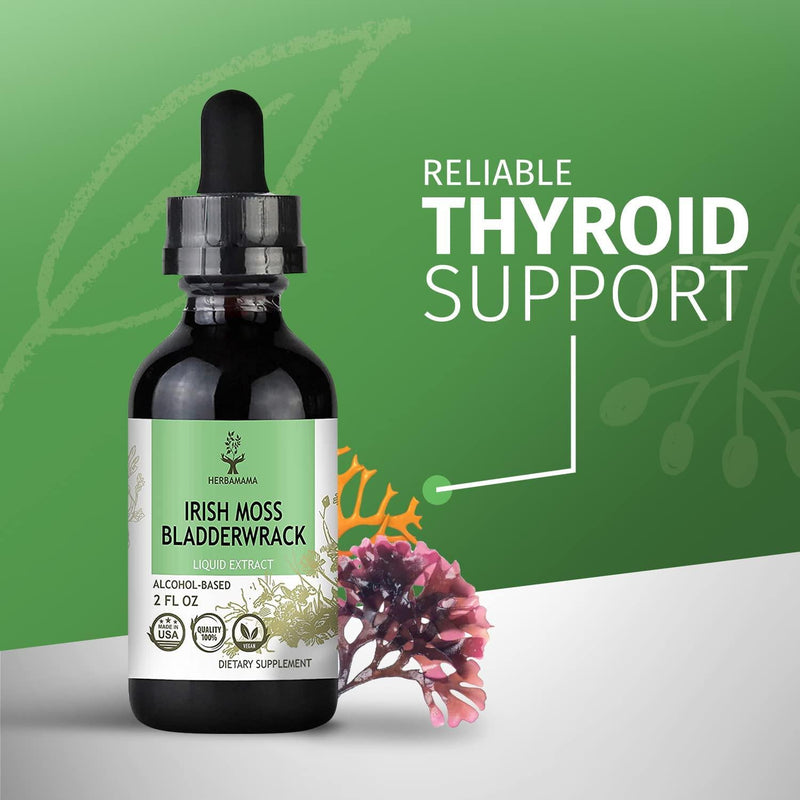 Irish Moss, Sea Moss and Bladderwrack Liquid Extract 2 fl oz | Thyroid Support | Digestive Health | Immune Support | Anti-Inflammatory | Non-GMO