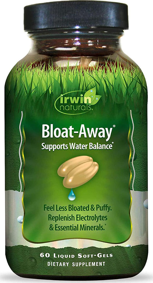 Irwin Naturals Bloat-Away - Water Balance Support - Replenish Electrolytes and Essential Minerals - 60 Liquid Softgels