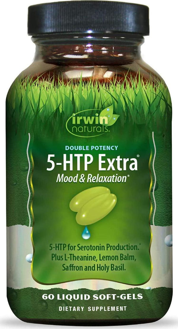 Irwin Naturals Double Potency 5-HTP Extra Mood and Relaxation for Seratonin Production - 60 Liquid Soft-Gels