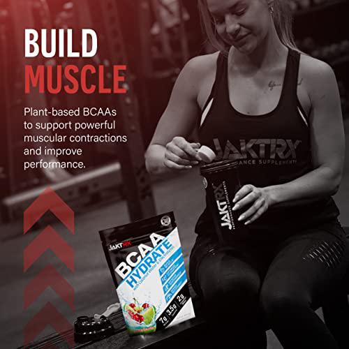 JaktRX BCAA Hydrate Premium Branched Chain Amino Acids and Hydration Formula 7g BCAAs, 2:1:1 Ratio, 3.5g Leucine, 2g Coconut Water, Caffeine-Free, Electrolytes 30 Servings (360g) Cherry Limeade