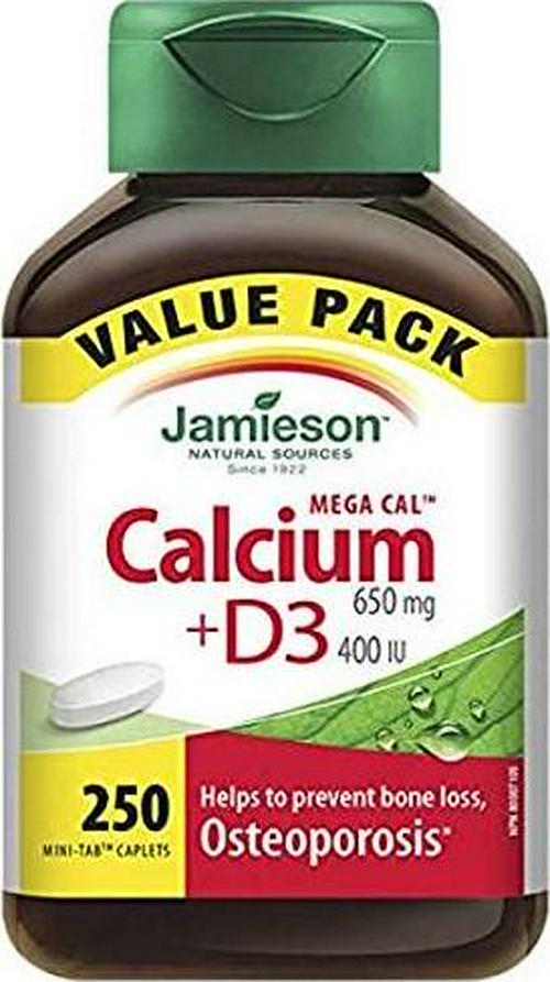 Jamieson Mega Cal Calcium 650 mg with Vitamin D, 250 tablets (Value Pack)