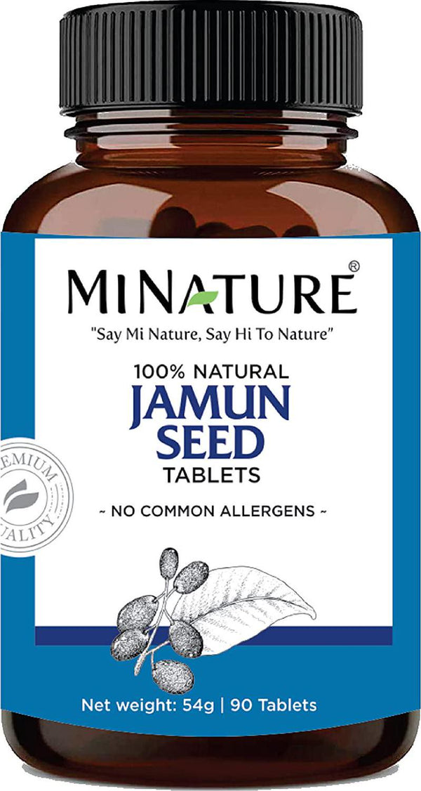 Jamun Seed Tablets by mi Nature | 90 Tablets, 1000 mg | 45 Days Supply | Jamun Tablets | Vegan | NO FILLERS | NO Binders