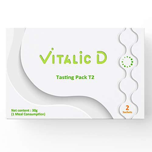 Juice Fasting Cleanse, Vitalic D Tasting Pack T2, One Meal Replacement. On-The-Go Packing Powder With Natural Fiber Easy Shake and Drink For Colon Cleansing. Try and Taste For The Best. (2 Packets)