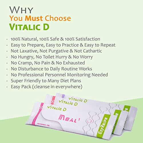 Juice Fasting Cleanse, Vitalic D Tasting Pack T2, One Meal Replacement. On-The-Go Packing Powder With Natural Fiber Easy Shake and Drink For Colon Cleansing. Try and Taste For The Best. (2 Packets)