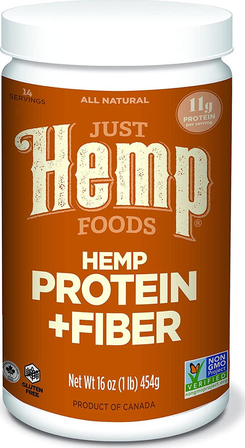 Just Hemp Foods Hemp Protein Powder Plus Fiber, Non-GMO Verified with 11g of Protein and 11g of Fiber per Serving, 16 oz - Packaging May Vary