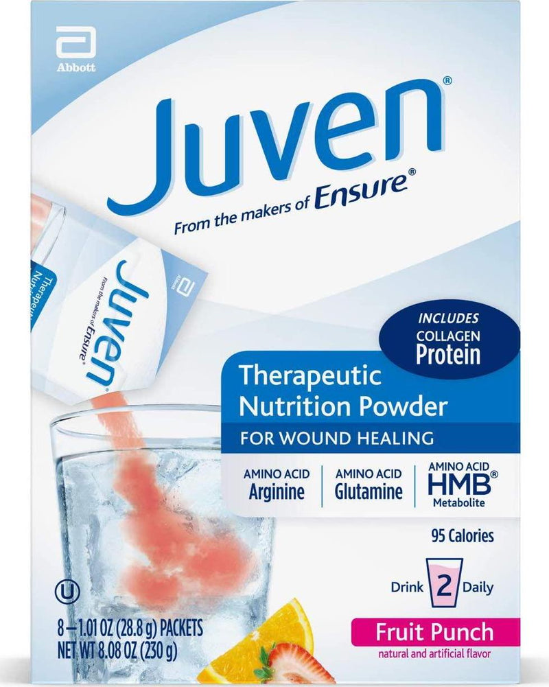 Juven Therapeutic Nutrition Drink Mix Powder for Wound Healing, Includes Collagen Protein, Fruit Punch, 48 count