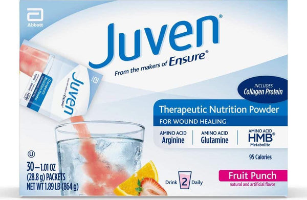 Juven Therapeutic Nutrition Drink Mix Powder for Wound Healing, Fruit Punch, 30 Count