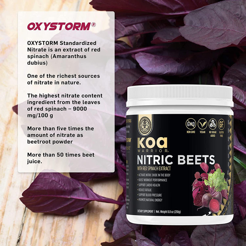 KOA WARRIORÂ Nitric Beets with RED Spinach Extract - Beet Root and Red Spinach Powder - Nitric Oxide Boost for Blood Pressure, Circulation, Heart, Promote Natural Energy