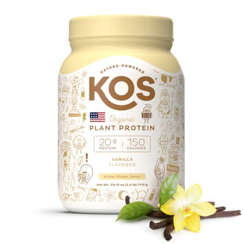 KOS Organic Plant Based Protein Powder, Vanilla - Delicious Vegan Protein Powder - Keto Friendly, Gluten Free, Dairy Free and Soy Free - 2.4 Pounds, 30 Servings