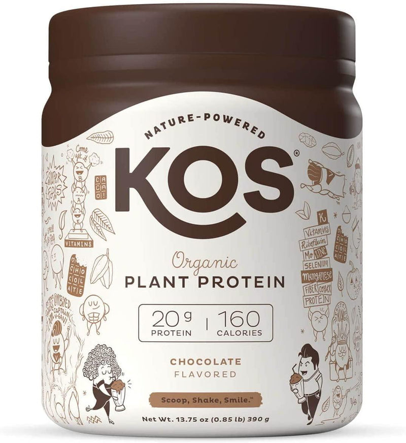 KOS Vegan Protein Powder, Chocolate - Low Carb Pea Protein Blend - Plant Based Protein Powder - USDA Organic, Keto, Gluten, Soy and Dairy Free - Meal Replacement for Women and Men