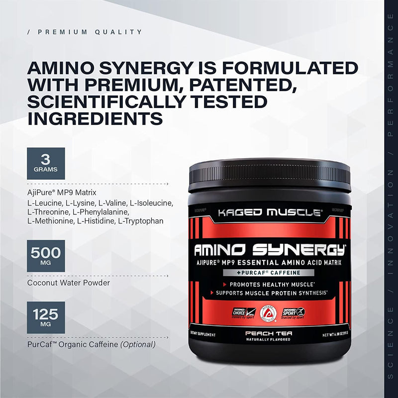 Kaged Muscle Amino Synergy Vegan EAA Powder Essential Amino Acid Supplement with Coconut Water Essential Aminos, EAA&