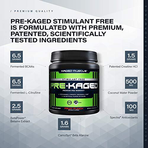 Kaged Muscle Stimulant Free Pre Workout Powder; KAGED MUSCLE Preworkout for Men and Women, Delivers Increased Strength, Cherry Bomb, 20 Servings