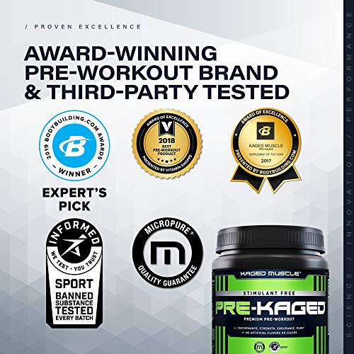 Kaged Muscle Stimulant Free Pre Workout Powder; KAGED MUSCLE Preworkout for Men and Women, Delivers Increased Strength, Cherry Bomb, 20 Servings