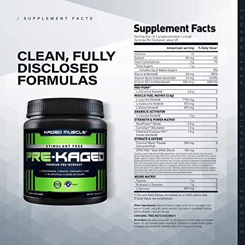 Kaged Muscle Stimulant Free Pre Workout Powder; KAGED MUSCLE Preworkout for Men and Women, Delivers Increased Strength, Cherry Bomb, 20 Servings