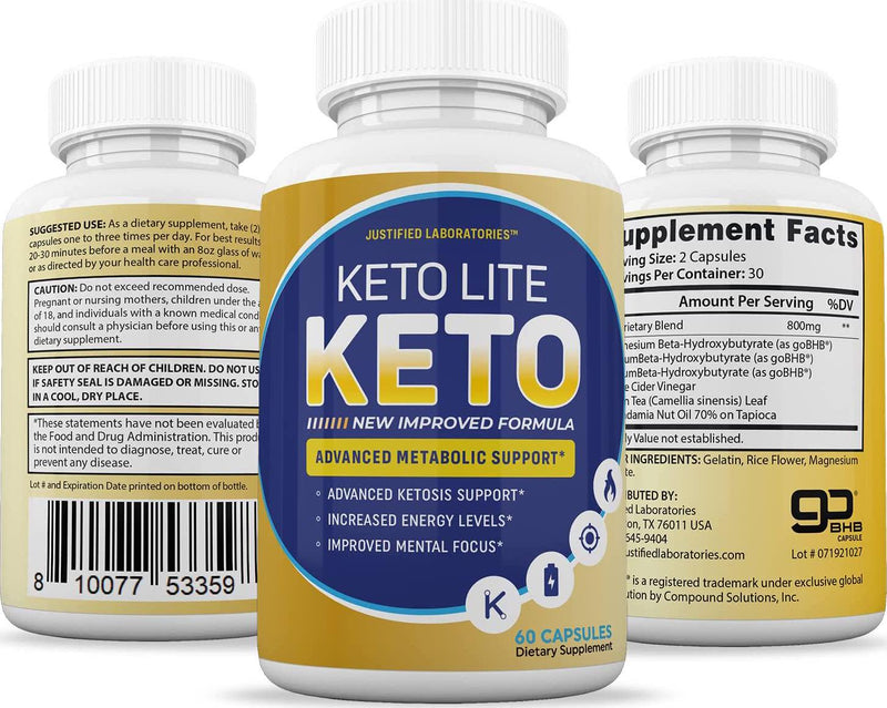 Keto Lite Keto Pills Includes Apple Cider Vinegar goBHB Exogenous Ketones Advanced Ketogenic Supplement Ketosis Support for Men Women 60 Capsules