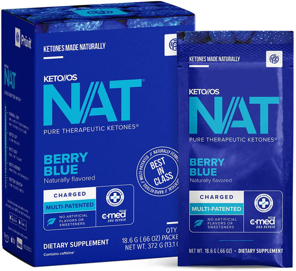 Keto//OS NATÂ Berry Blue Keto Supplements Charged - Exogenous Ketones - BHB Salts Ketogenic Supplement for Workout Energy Boost for Men and Women (20 Count)