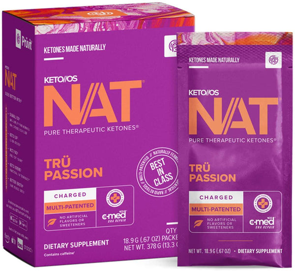 Keto//OS NAT Tru Passion Keto Supplements Charged - Exogenous Ketones - BHB Salts Ketogenic Supplement for Workout Energy Boost for Men and Women (20 Count)