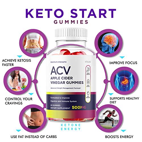 Ketogenic Start Gummies, Ketosis KetoStart ACV Apple Cider Vinegar Gummies Original Advanced and Improved Formula, Start Ketogenic Gummys, Reviews, 1 Month Supply