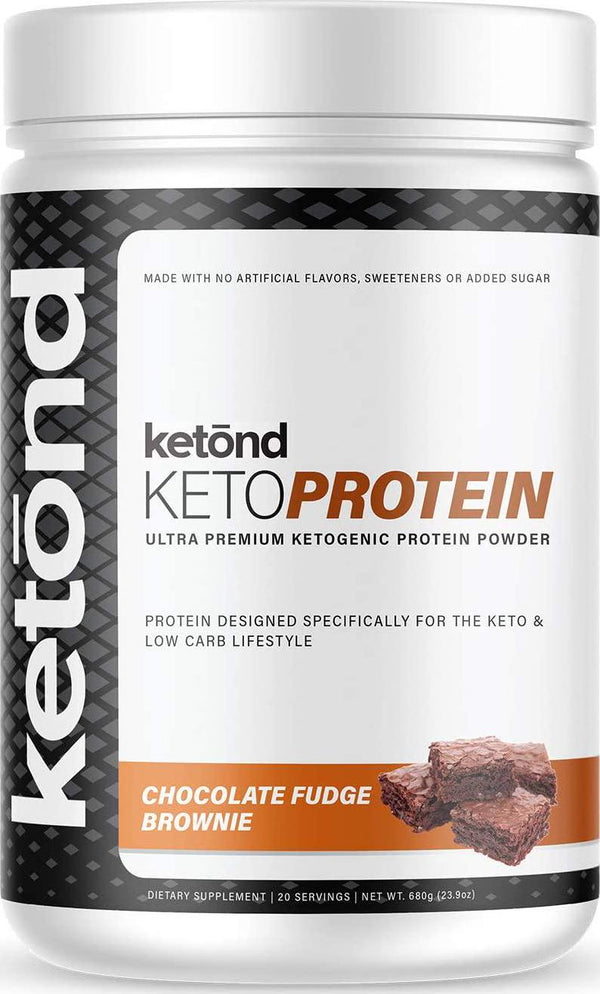 Ketond Ketogenic Protein Powder High-Performance Keto Weight Loss Supplement - Boost Ketone Levels with MCT Chocolate Fudge Brownie (20 Servings)
