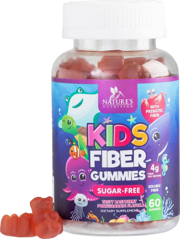 Kids Fiber Gummies - Sugar Free and 4g per Serving - Natural Prebiotic Fiber Supplement Supports Digestive Health and Supports Regularity - Delicious Berry Flavor Gummy - 60 Gummies
