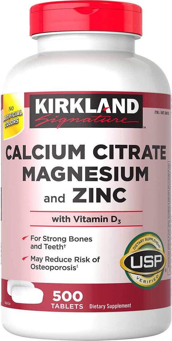Kirkland Signature Calcium Citrate 500mg 1000 Tablets)