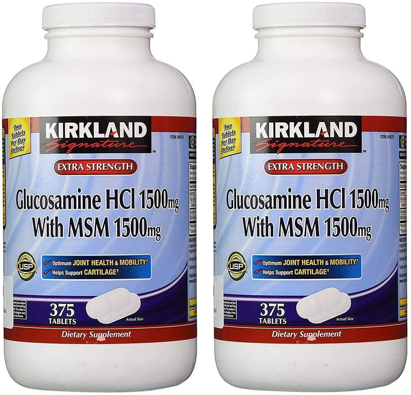 Kirkland Signature Glucosamine HCI (Pack of 2) Extra Strength with MSM (375 Count X 2)