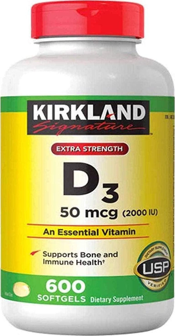 Kirkland Signature Maximum Strength Vitamin D3 2000 Iu 600 Softgels Bottle Personal Healthcare Health Care