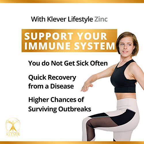 Klever Lifestyle Zinc + L-lysine | The Best Immune Support Supplement for The Whole Family | 120 Capsules