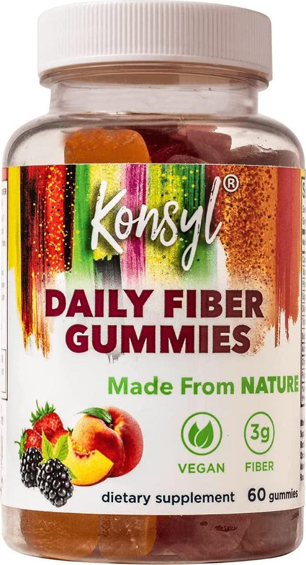 Konsyl Daily Fiber Gummies - Helps Support Digestive Health+ - Vegan Fiber Supplement Gummies for Adults - All-Natural Fruit Flavor (60 Count)