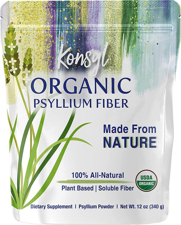 Konsyl – Organic Psyllium - Psyllium Husk Daily Fiber Supplement Powder | All-Natural, Soluble Fiber, Gluten-Free and Sugar-Free | Perfect for Keto and Baking - 1 Pack - 340g Gusset Bag