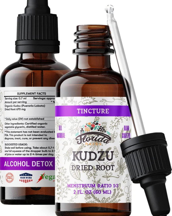 Kudzu Extract Liver Cleanse Detox - Kudzu Root Organic Supplement- Natural Kudzu Plant for Heart Health - Inflammation Relief Kudzu Root Extract - Non-Alcohol Supplement - Made in USA 2 oz