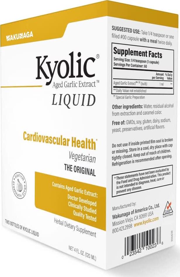 Kyolic Aged Garlic Extract Liquid Vegetarian Cardiovascular Supplement, 4 Ounces