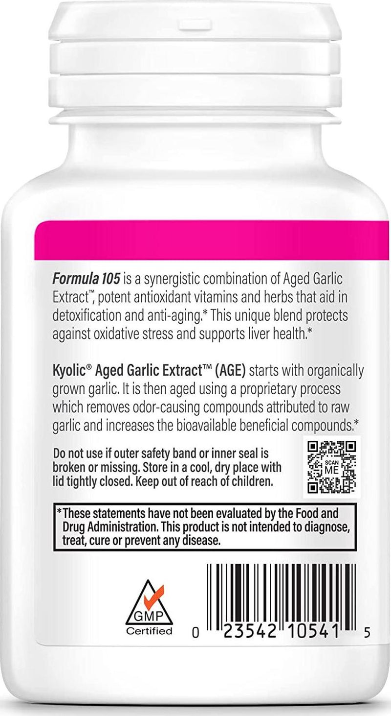 Kyolic Formula 105 Aged Garlic Extract Detox and Anti-Aging (100-Capsules)