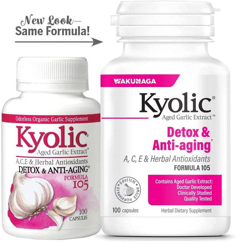 Kyolic Formula 105 Aged Garlic Extract Detox and Anti-Aging (100-Capsules)