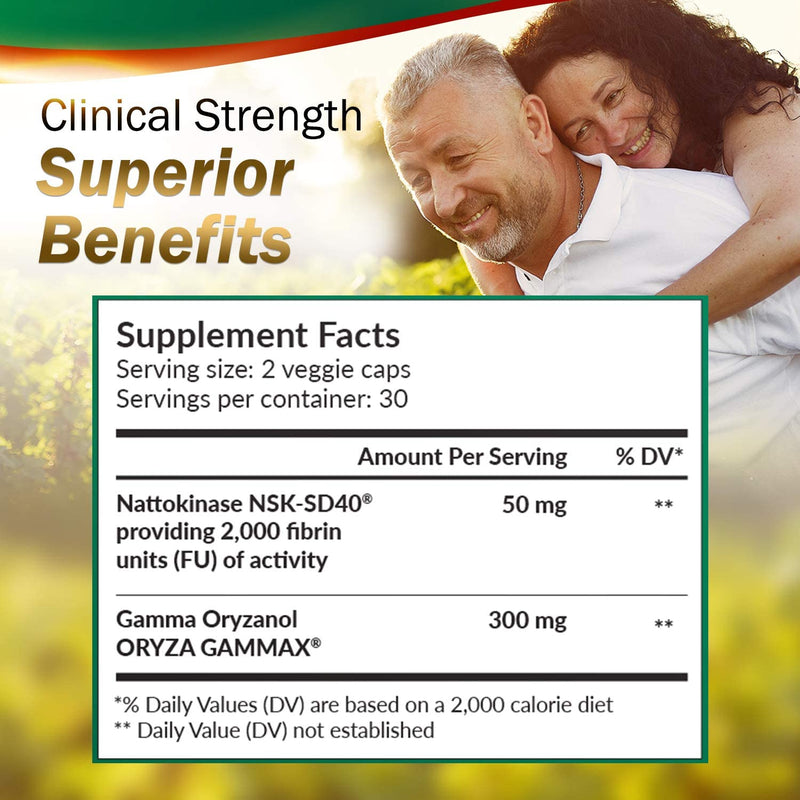 LABO Nutrition VesseCLEAR CX: Nattokinase NSK-SD 40 + Gamma Oryzanol for Clean Blood Vessel and Healthy Ageing, Japan's Most Clinically Studied, Support Healthy Cholesterol, Cardiovascular, Vegan