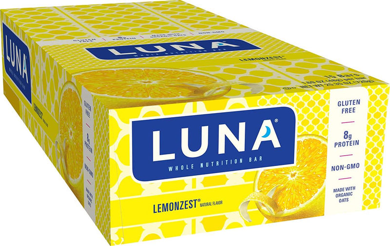 LUNA BAR - Gluten Free Snack Bars - Lemon Zest -8g of protein - Non-GMO - Plant-Based Wholesome Snacking - On the Go Snacks (1.69 Ounce Snack Bars, 15 Count)