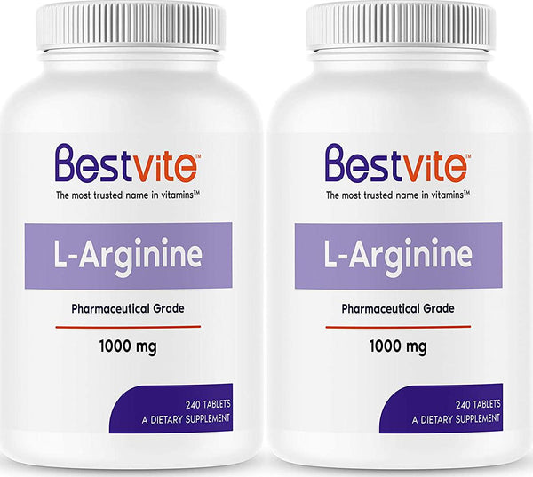 L-Arginine 1000mg (480 Tablets) (240 x 2) containing 20% More Pure L-Arginine as Compared to L-Arginine HCL Products