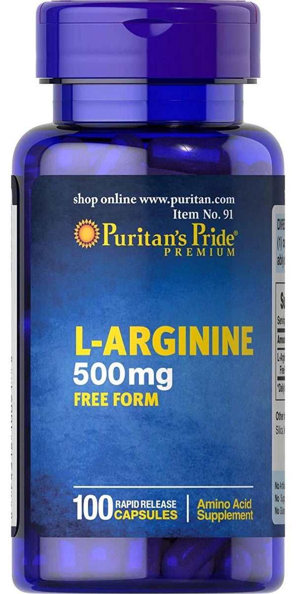 L-Arginine 500 mg, Heart Health Support, 100 Count by Puritan&#039;s Pride